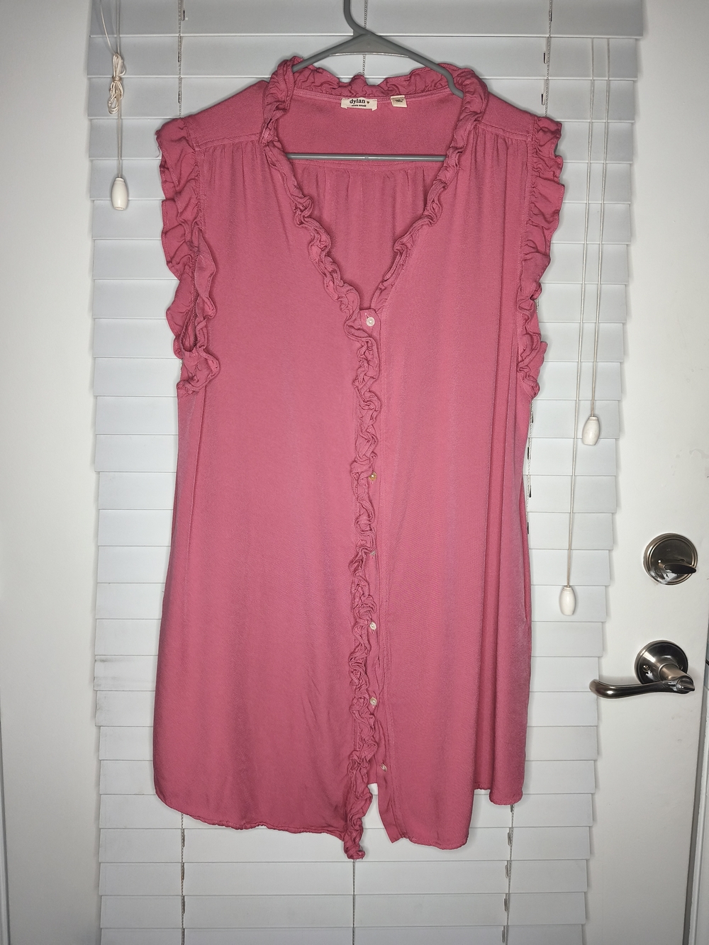 Dylan by True Grit Womens Dress XS Pink Ruffle Sleeveless Boho Relaxed Fit Midi